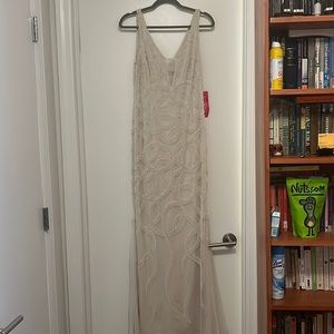 Adrianna Papell beaded long off white dress. New with tags!